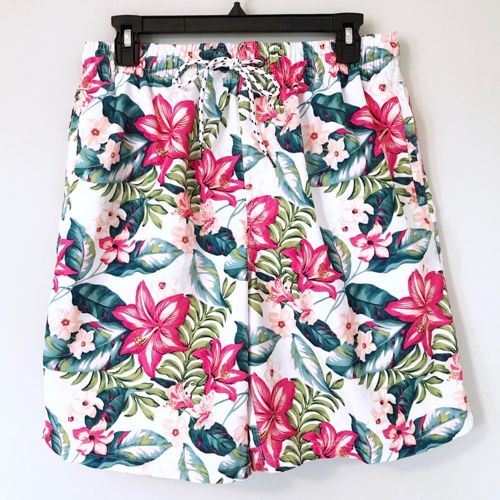 Nat Nast Hawaiian Print Swim Trunks - Size M